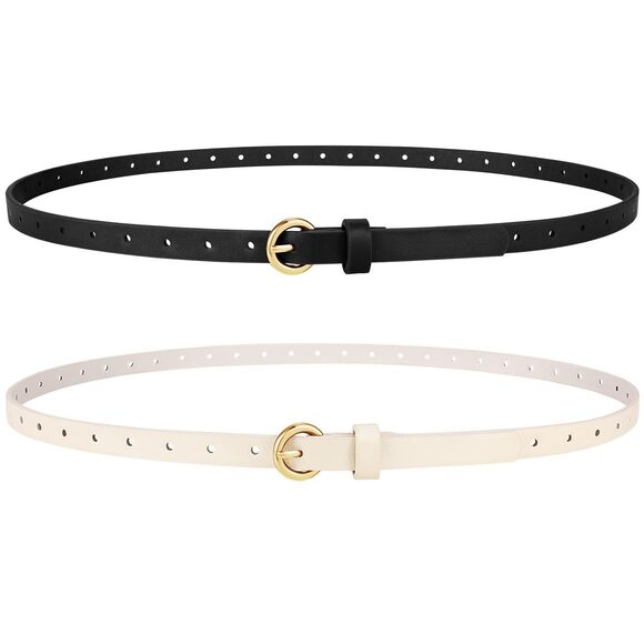 Accessories - 2 Pack Women Skinny Belts For Jeans Dress Thin Faux Leather Belt For 8475